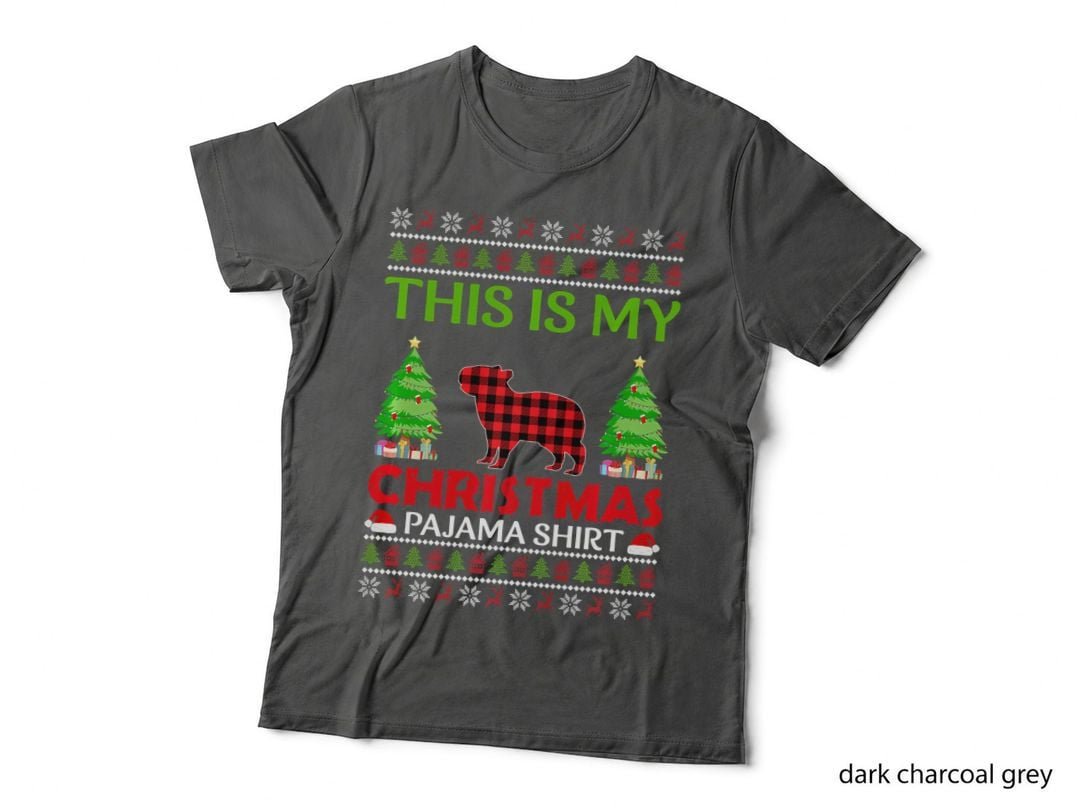Capybara Christmas Pajama T-Shirt, Ugly Sweater Style, Festive Gift Idea