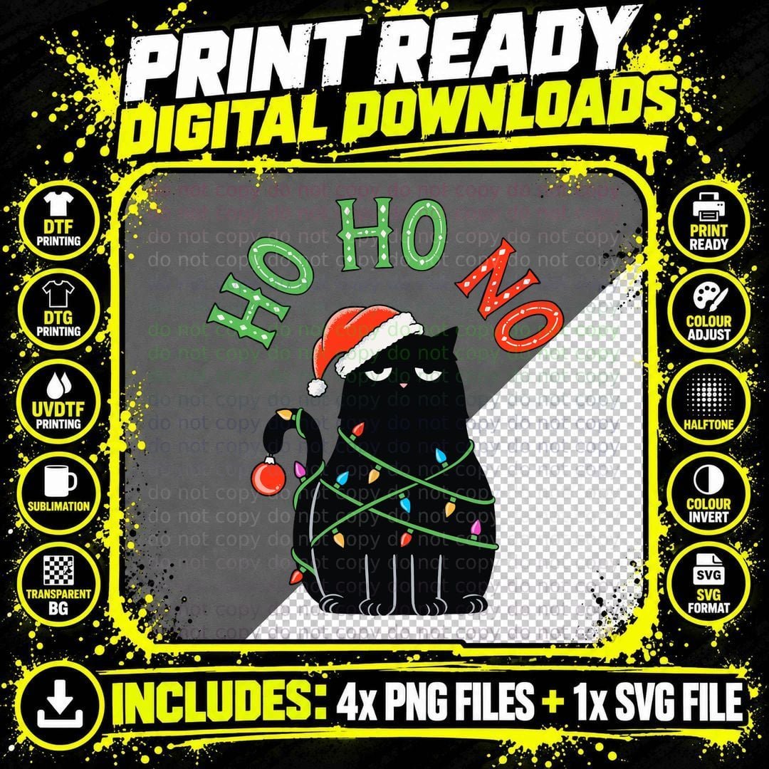 Cat Christmas No T-Shirt Png SVG Digital Bundle
