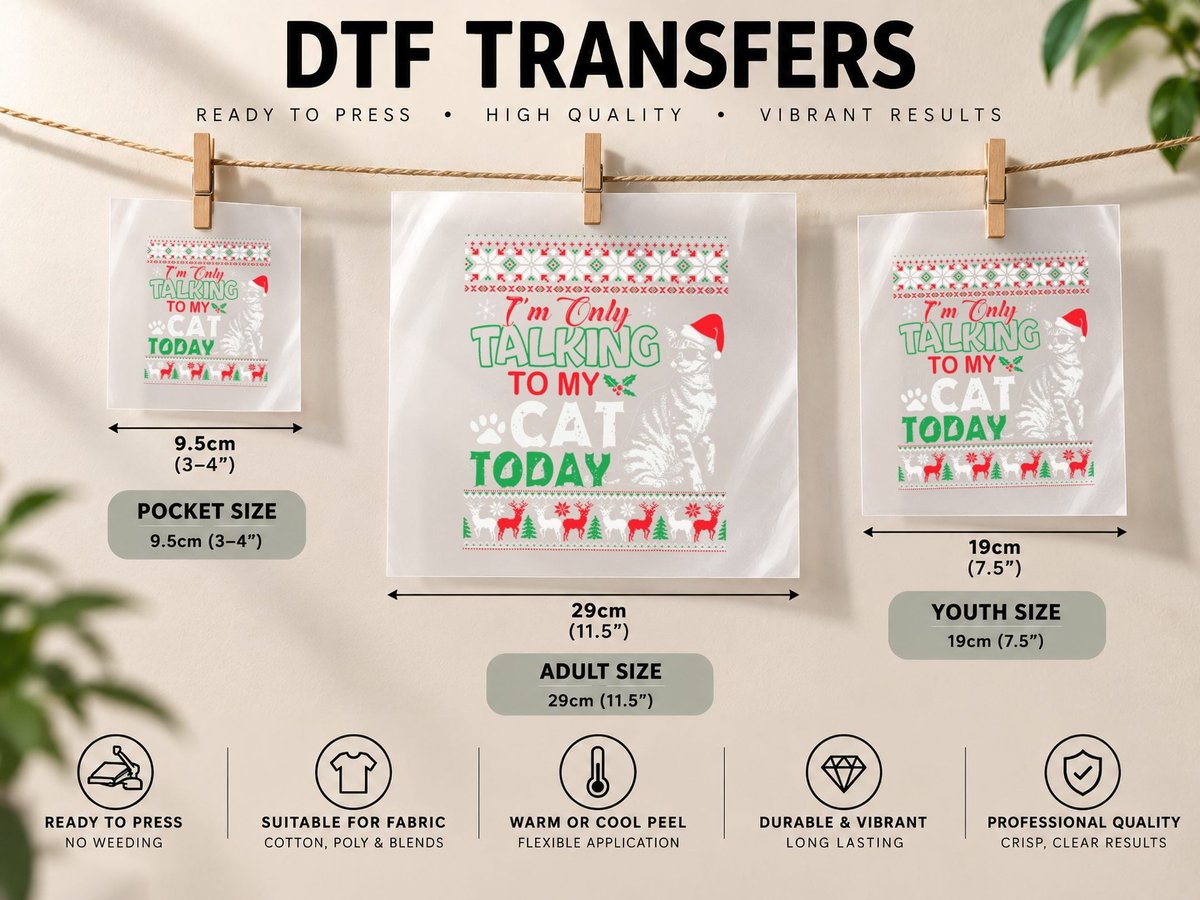 Cat Christmas, Ugly Christmas, Cat Lover DTF Transfer Iron On