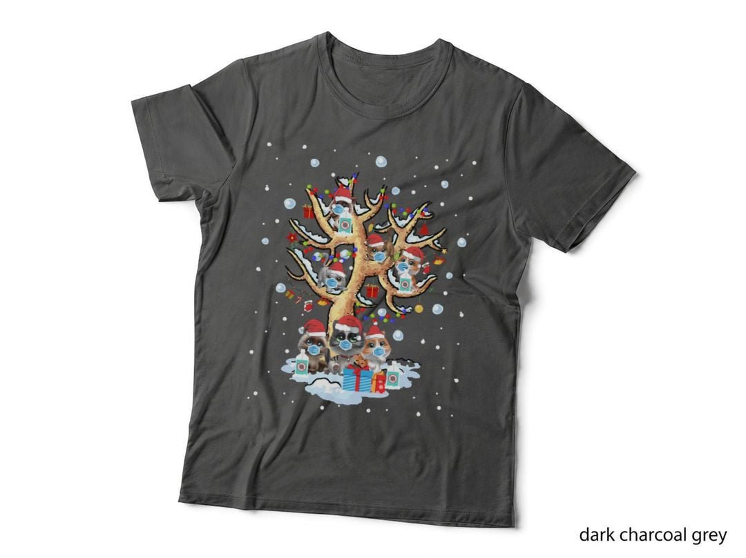 Cat Christmas Tree Sanitiser T-Shirt, Festive Pet Theme, Cat Lover Apparel