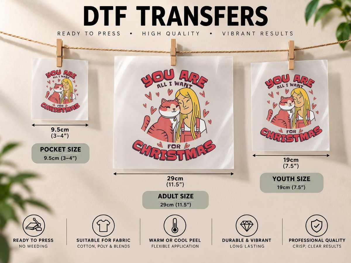 Cat Lover Christmas Pajama, Festive Holiday Print DTF Transfer Iron On