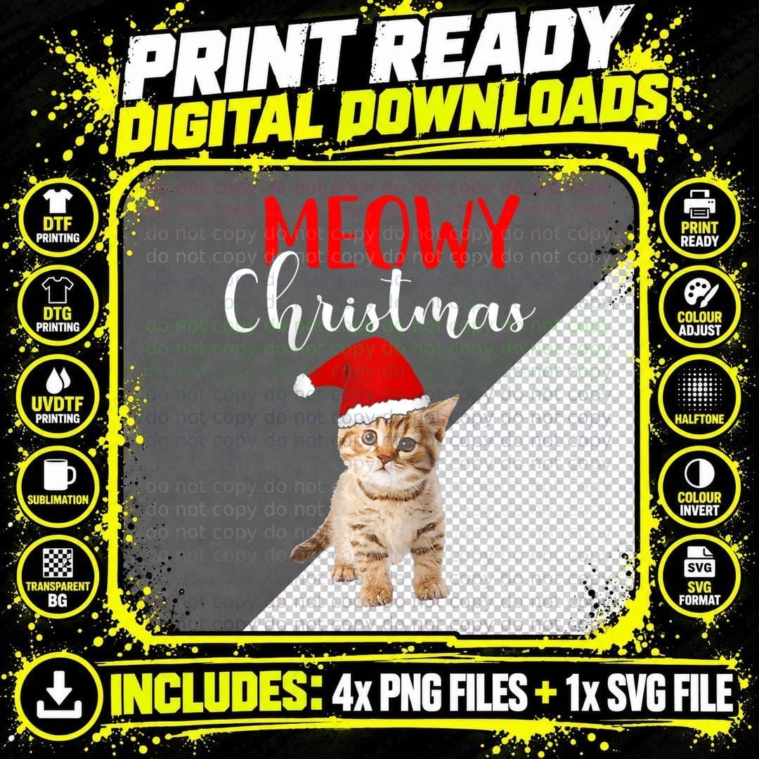Cat Lover Merry Christmas Catmas Shirt Png SVG Digital Bundle