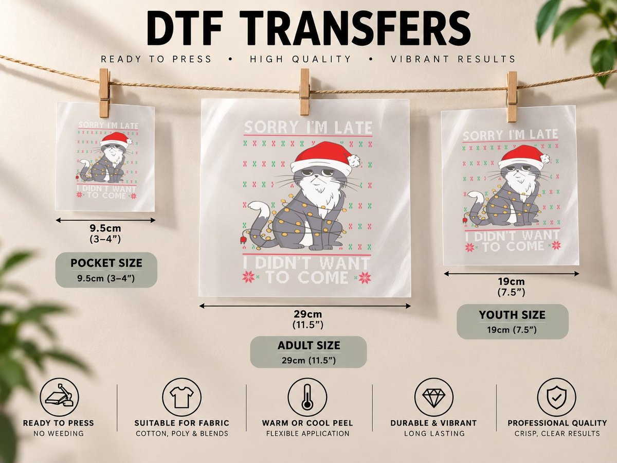 Cat Ugly Christmas, Festive Holiday Print, Pet Lover DTF Transfer Iron On