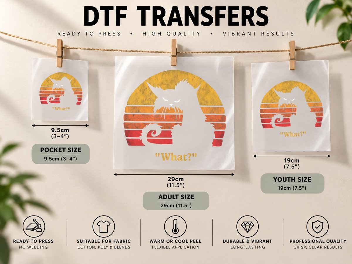 Cat What Funny Halloween Christmas Gift DTF Transfer Iron On