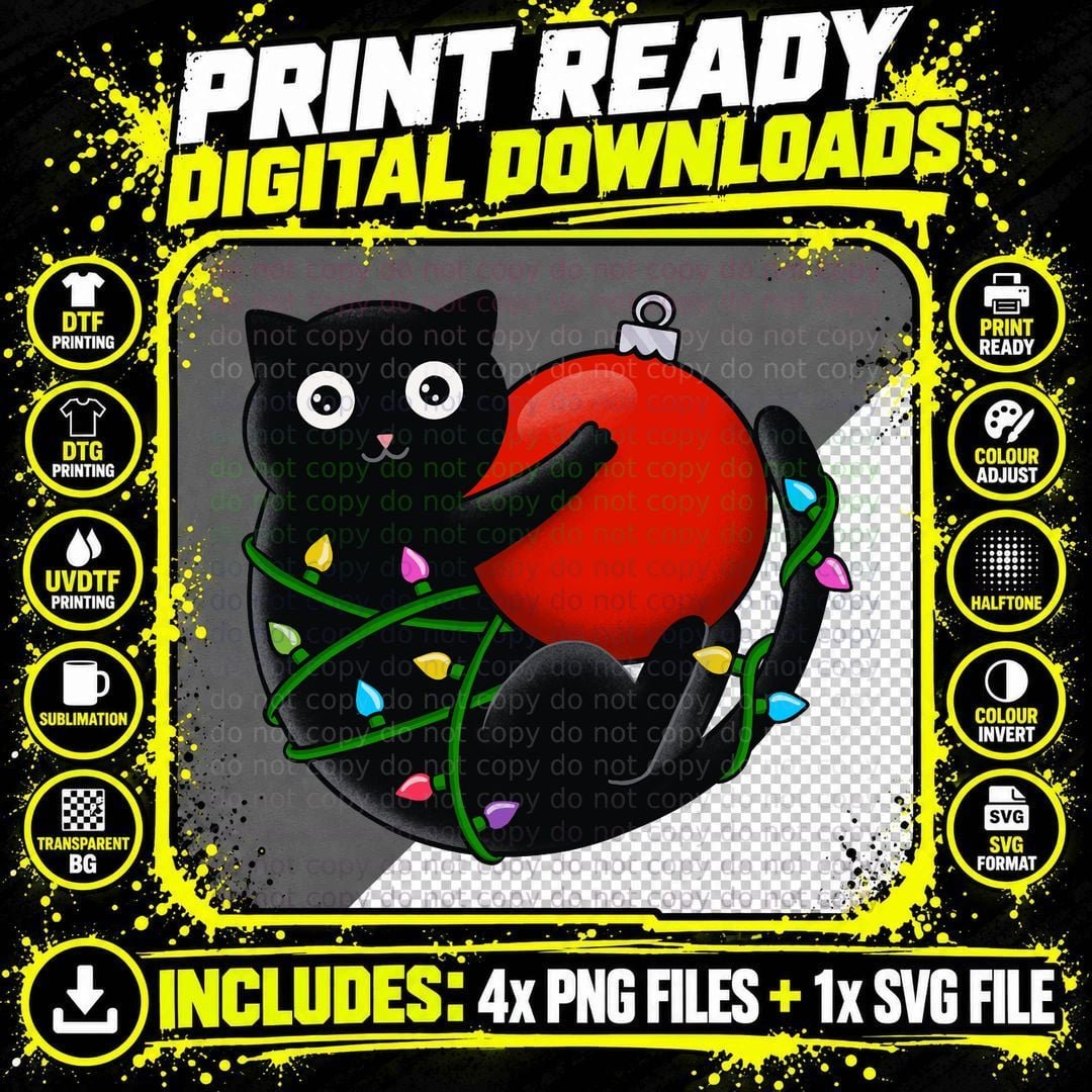 Cat and Christmas T-Shirt Png SVG Digital Bundle