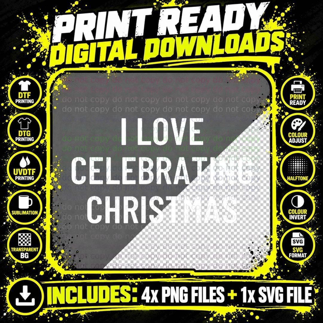 Celebrating Christmas T-Shirt, Festive Holiday Print Png SVG Digital Bundle