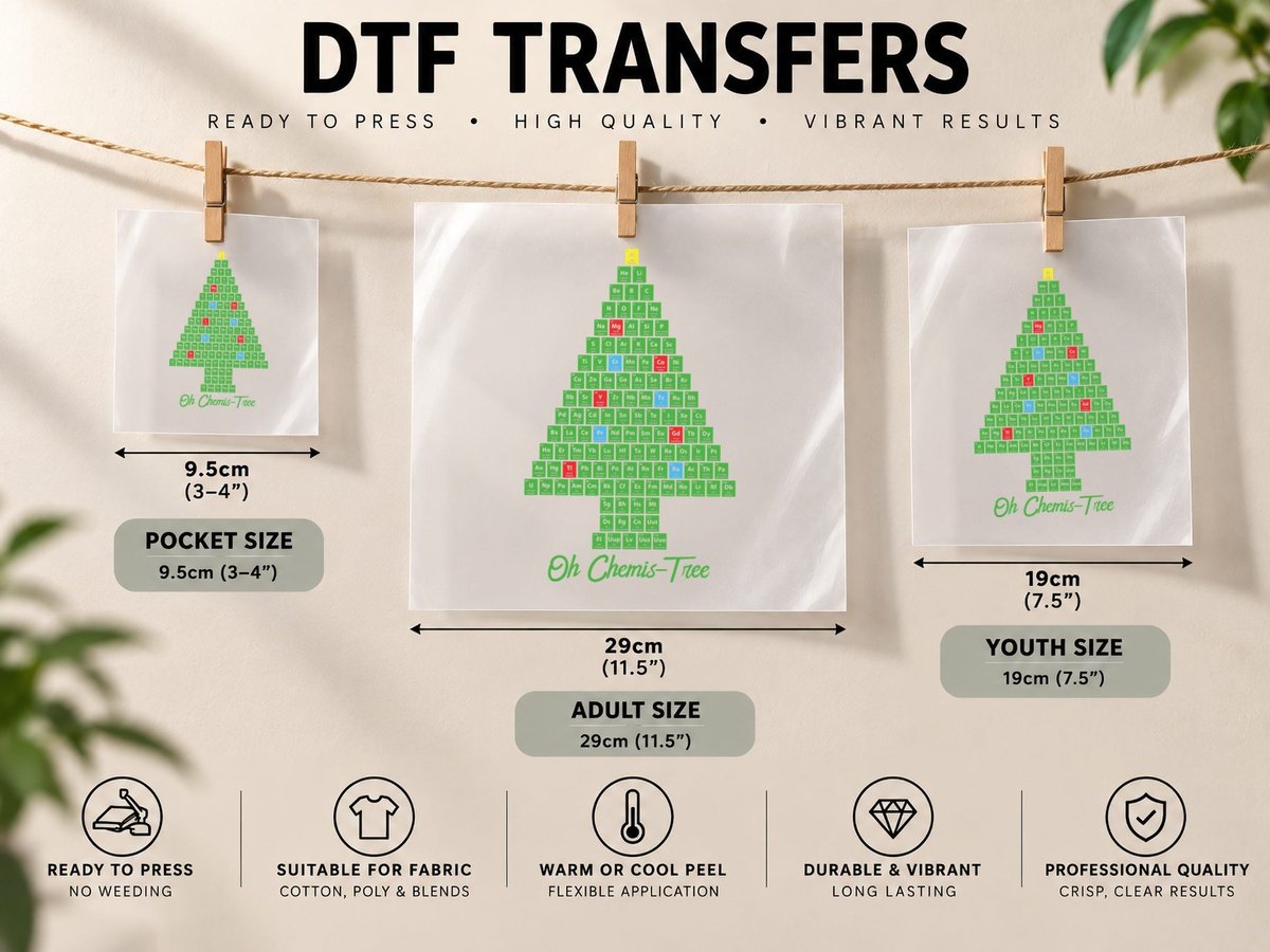 Chemistry Christmas Tree, Science Christmas, Science Lover DTF Transfer Iron On