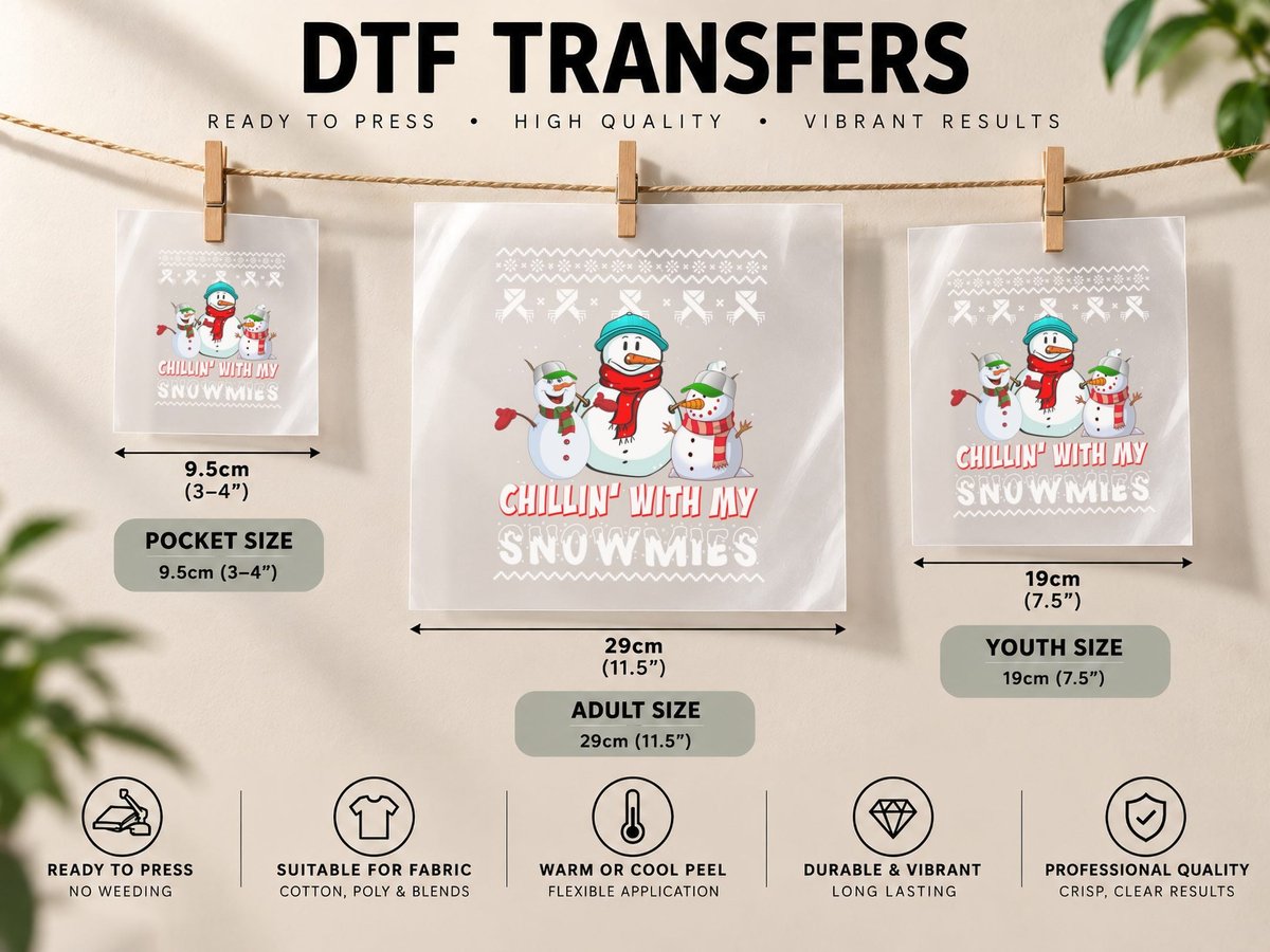 Chillin' with My Snowmies, Ugly Style, Christmas DTF Transfer Iron On