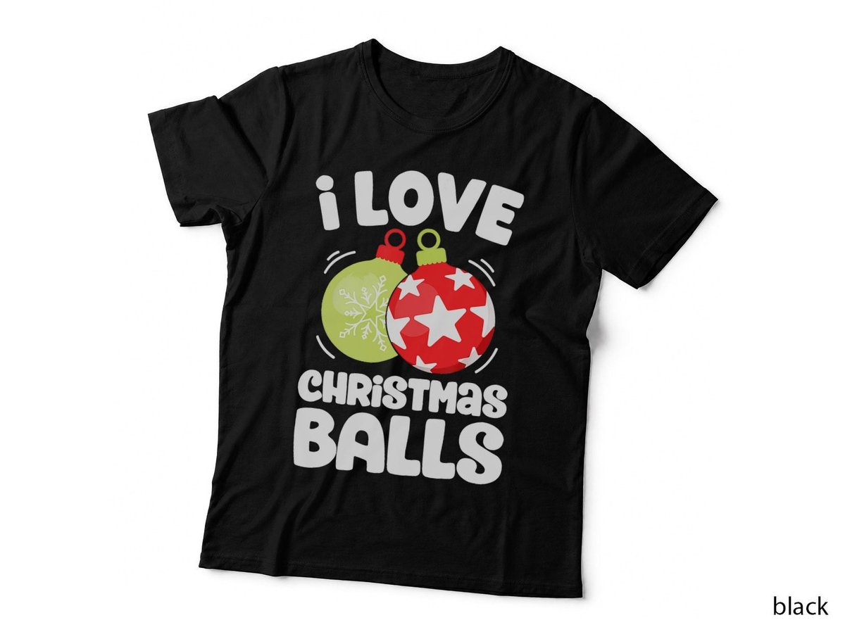 Christmas Balls T-Shirt, Festive Holiday Print, Women Christmas Apparel