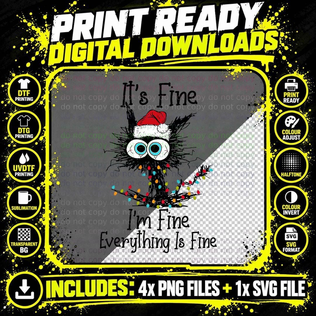 Christmas Cat Santa T-Shirt, Festive Holiday Design Png SVG Digital Bundle