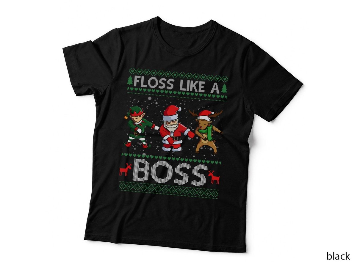 Christmas Floss Dance Santa & Reindeer T-Shirt, Festive Holiday Style