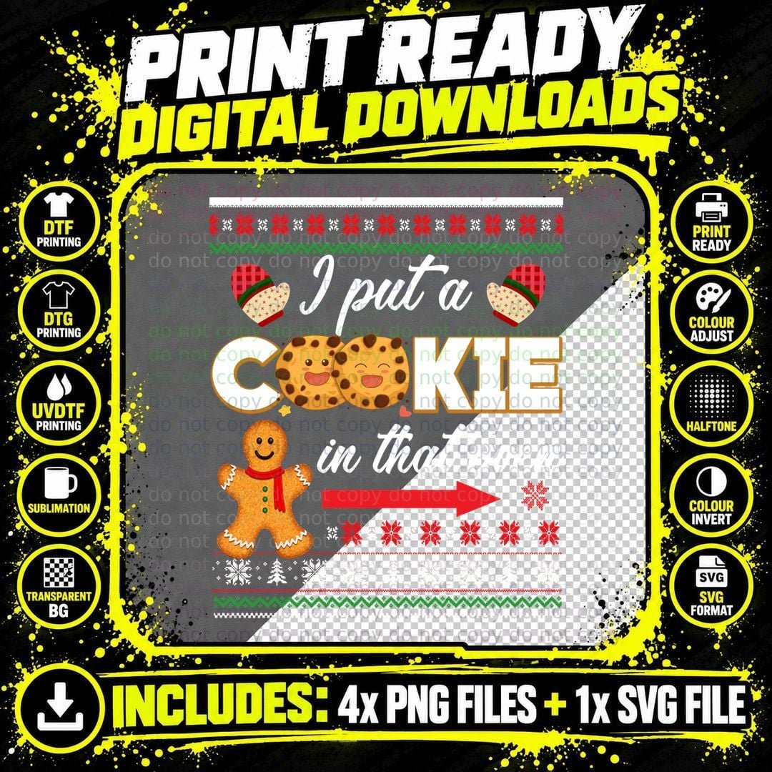 Christmas Gingerbread Man T-Shirt, Festive Holiday Style Png SVG Digital Bundle