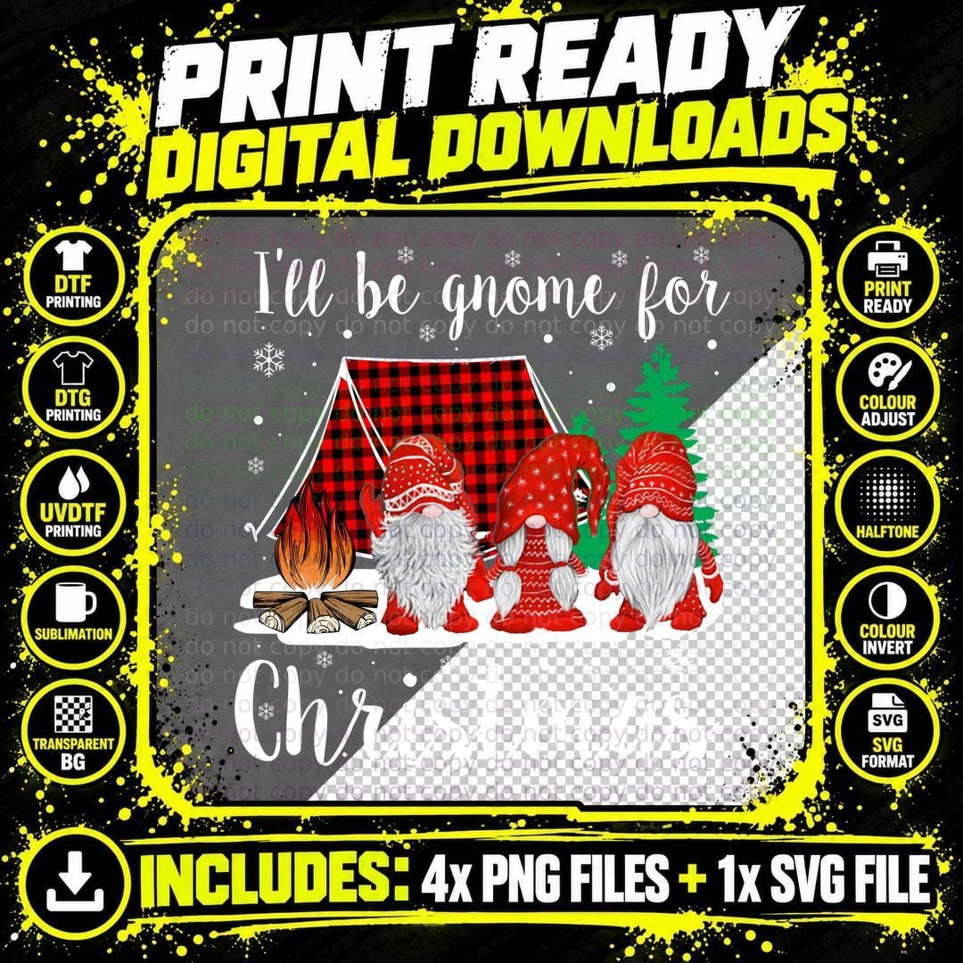 Christmas Gnome T-Shirt, Festive Winter Scene Png SVG Digital Bundle