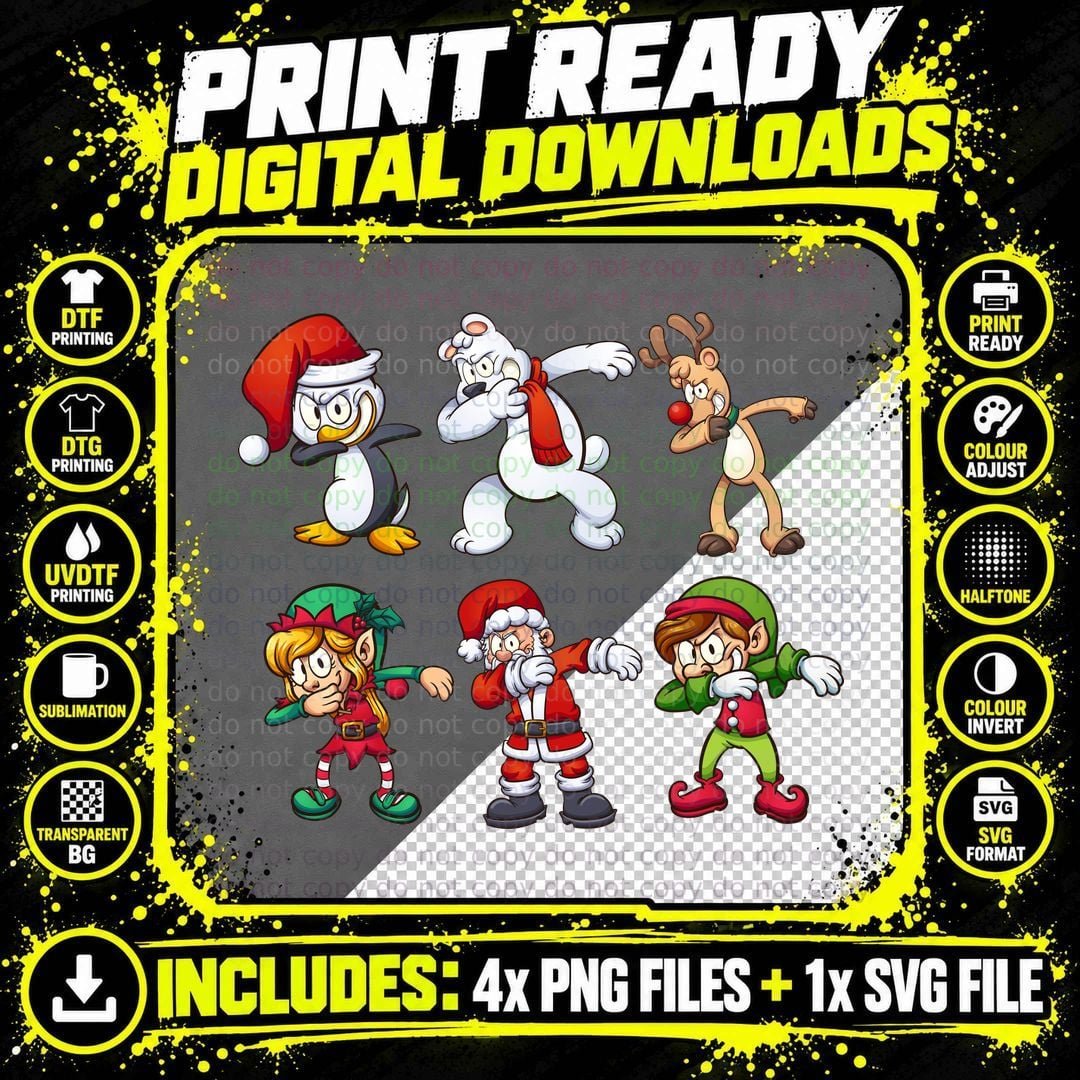 Christmas Holiday Characters T-Shirt Png SVG Digital Bundle