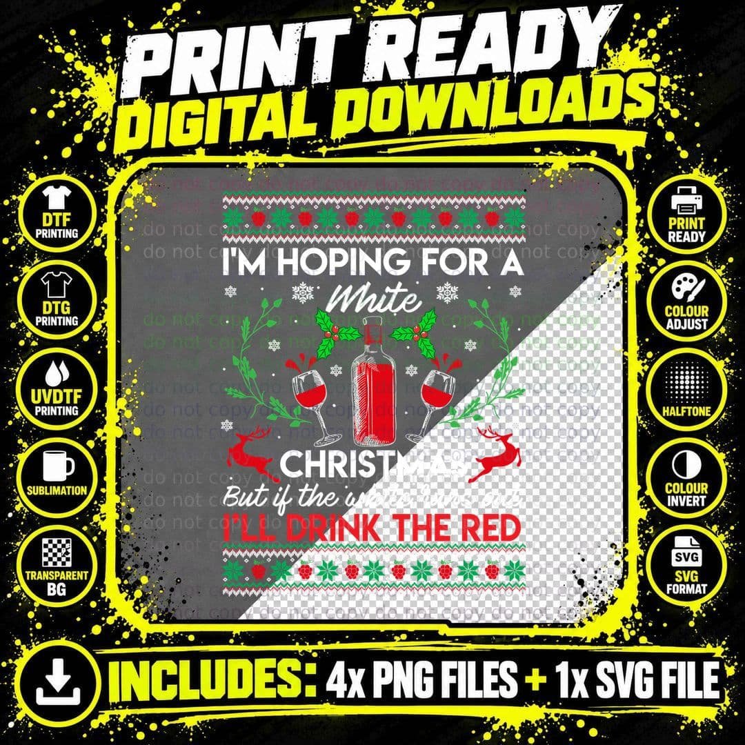 Christmas Holiday Red Wine T-Shirt Png SVG Digital Bundle