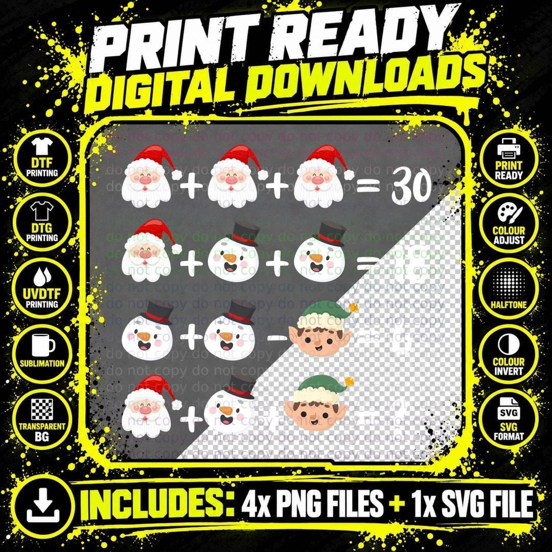 Christmas Holiday Snowman Faces T-Shirt Png SVG Digital Bundle