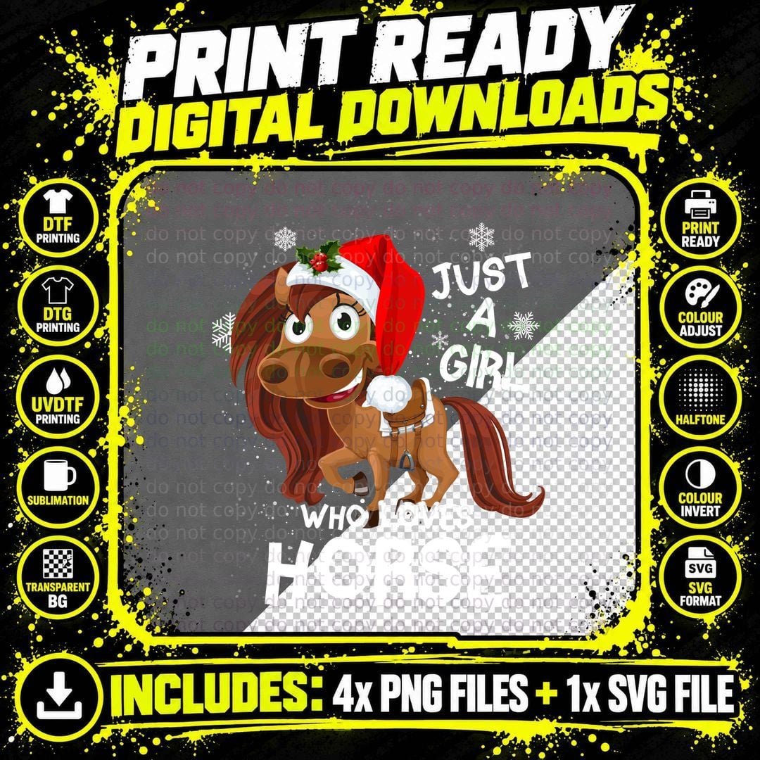 Christmas Horse T-Shirt, Festive Holiday Design Png SVG Digital Bundle