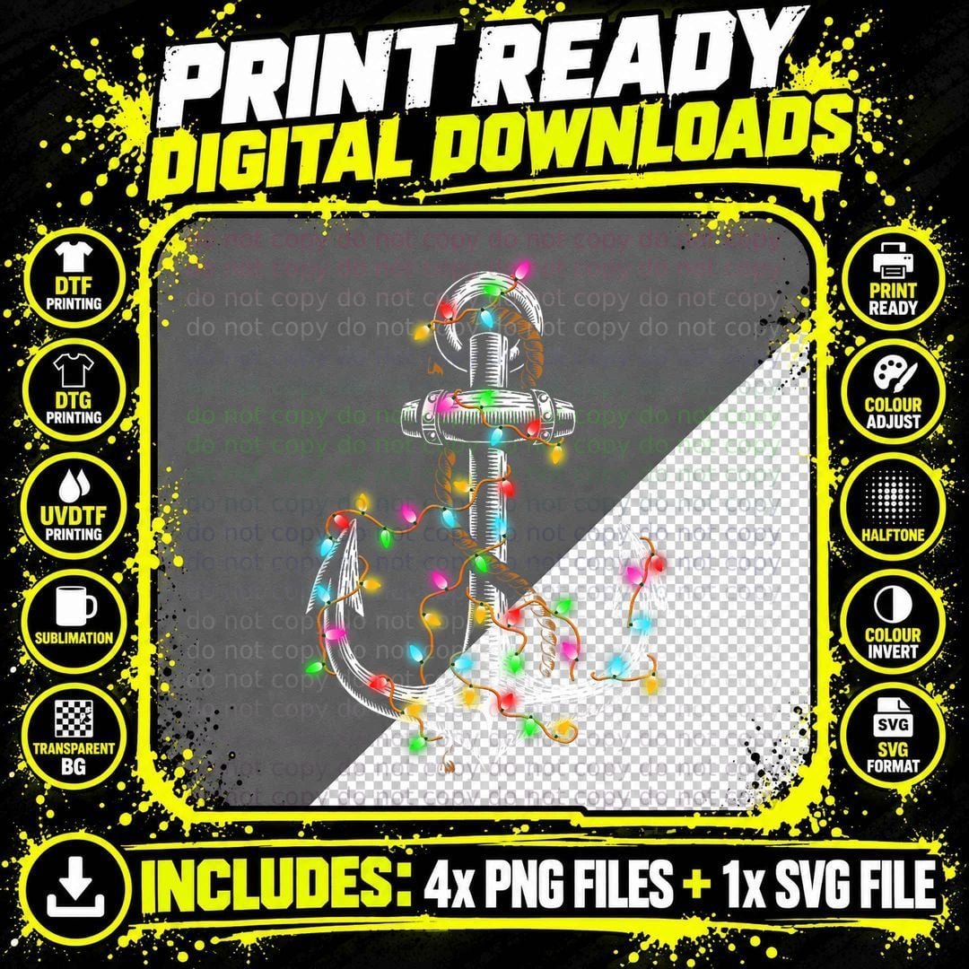 Christmas Lights Boating Sailing Cruise Boat T-Shirt Png SVG Digital Bundle