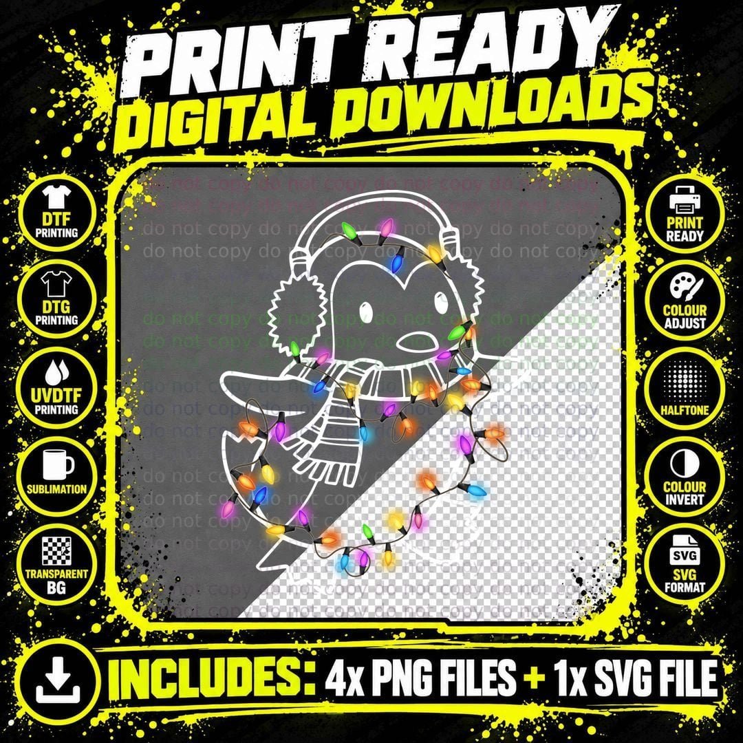 Christmas Lights T-Shirt, Festive Holiday Print Png SVG Digital Bundle