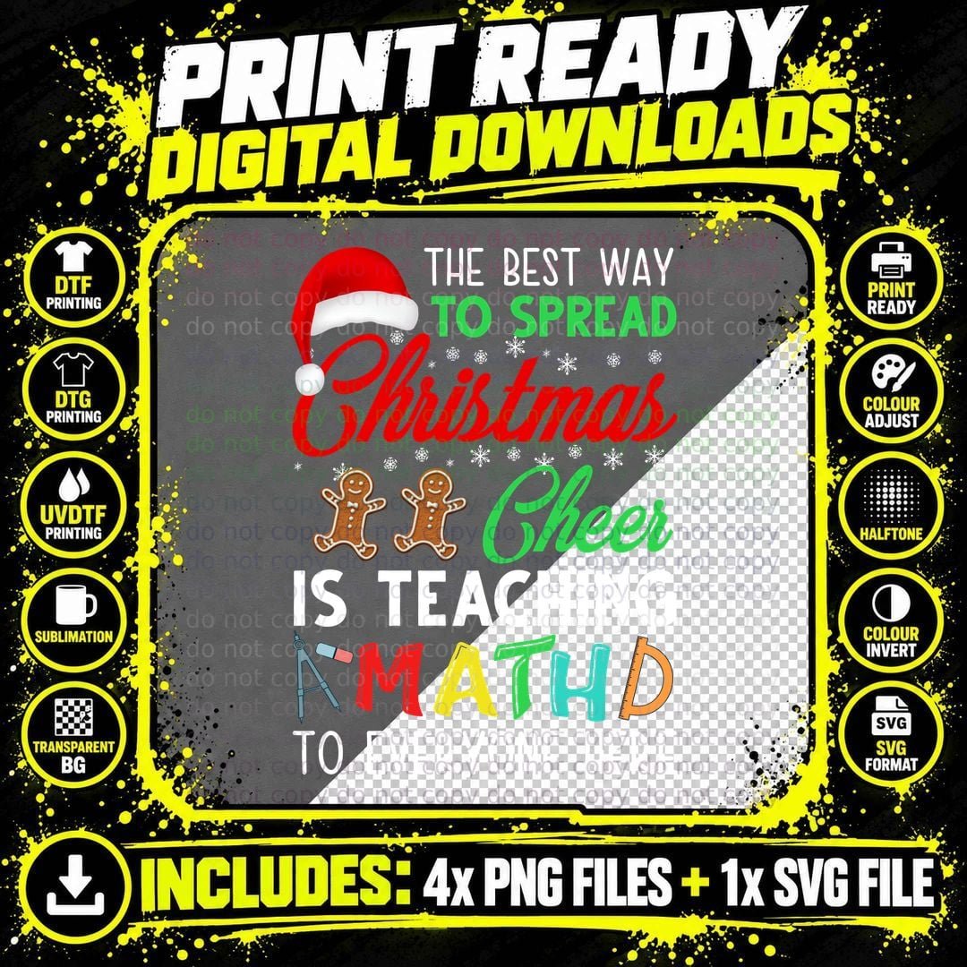 Christmas Math T-Shirt, Holiday Cheer Theme Png SVG Digital Bundle