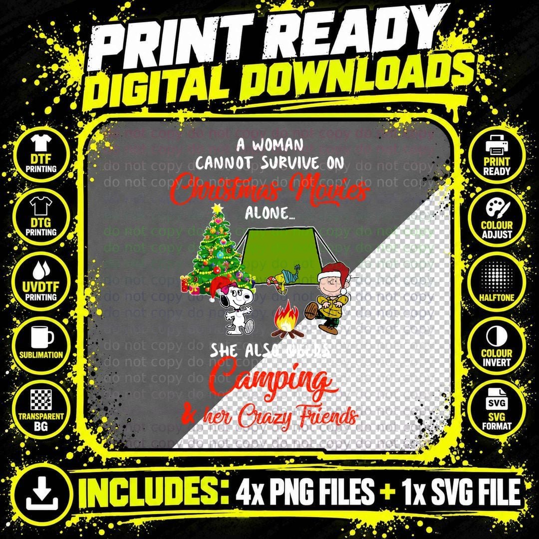 Christmas Movies Snoopy Camping T-Shirt Png SVG Digital Bundle