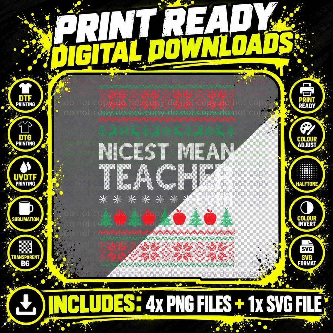Christmas Nordic Sweater T-Shirt, Festive Holiday Print Png SVG Digital Bundle