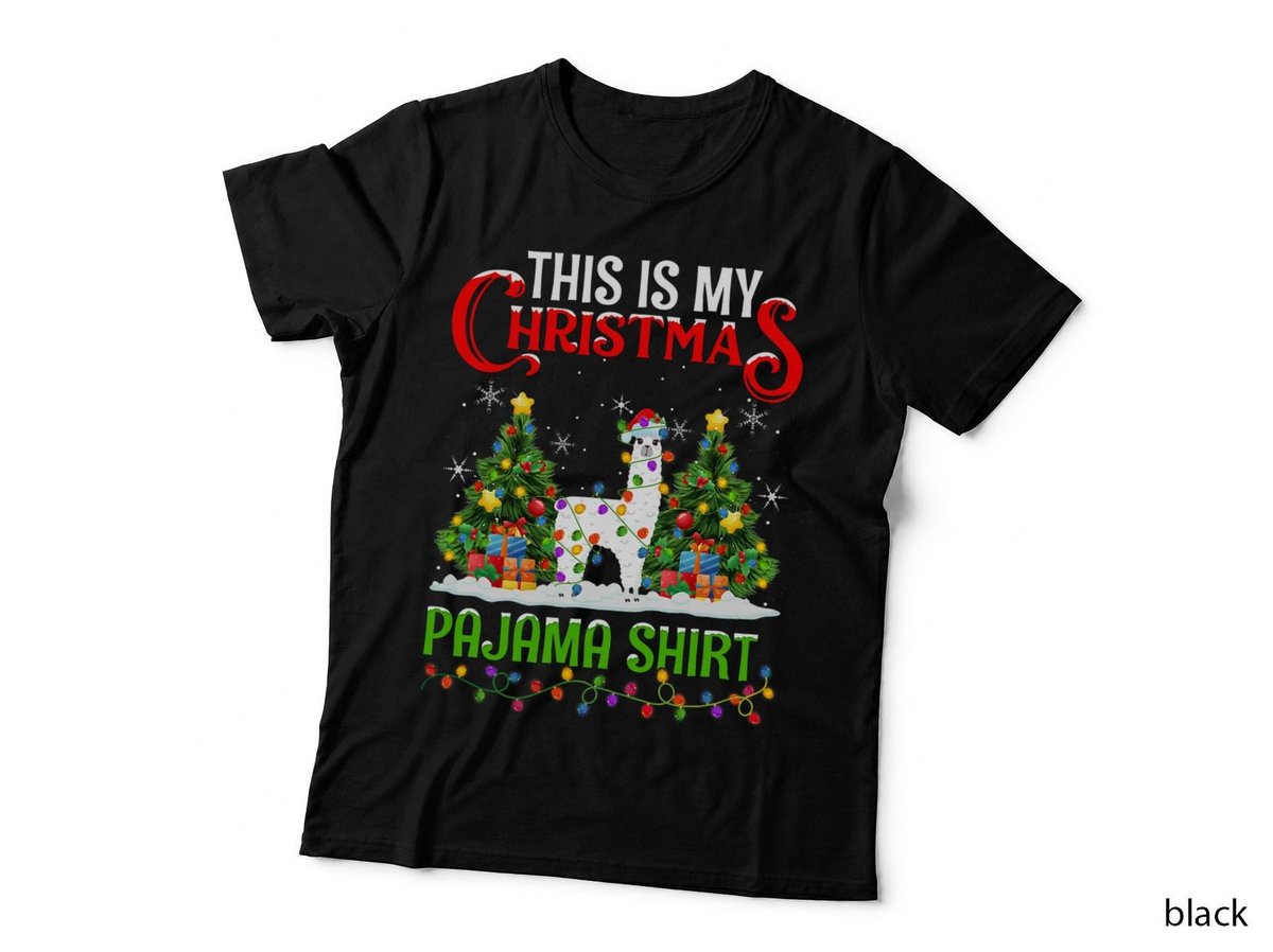 Christmas Pajama Lighting Alpaca T-Shirt, Festive Holiday Style