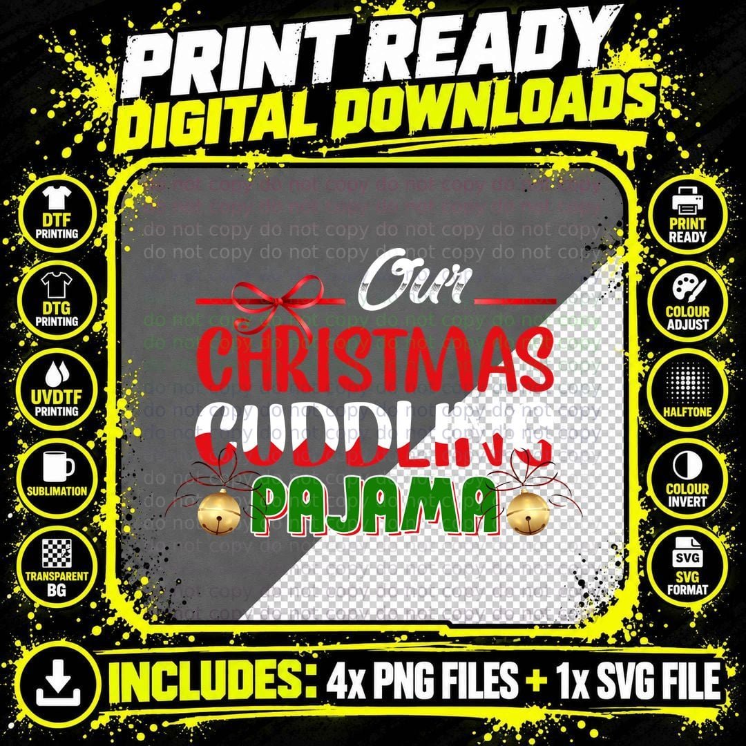 Christmas Pajama T-Shirt, Holiday Cozy Style Png SVG Digital Bundle