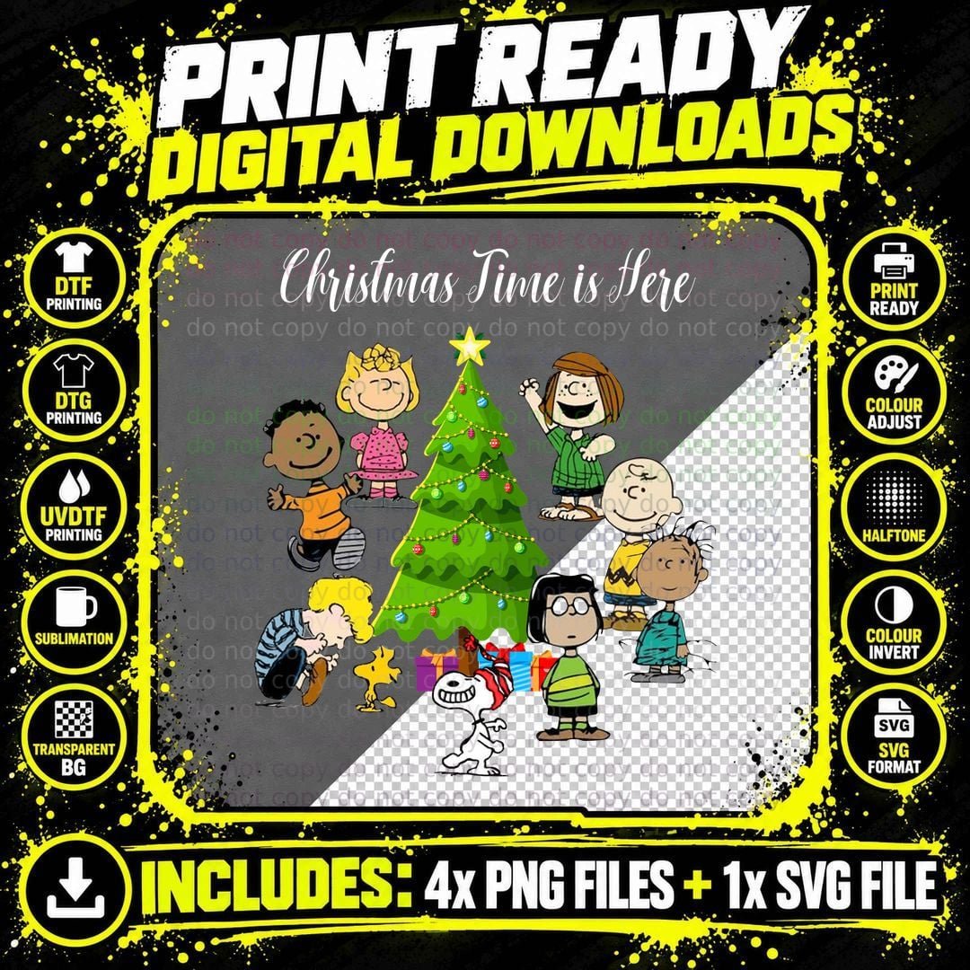 Christmas Peanuts Gang T-Shirt, Festive Holiday Theme Png SVG Digital Bundle