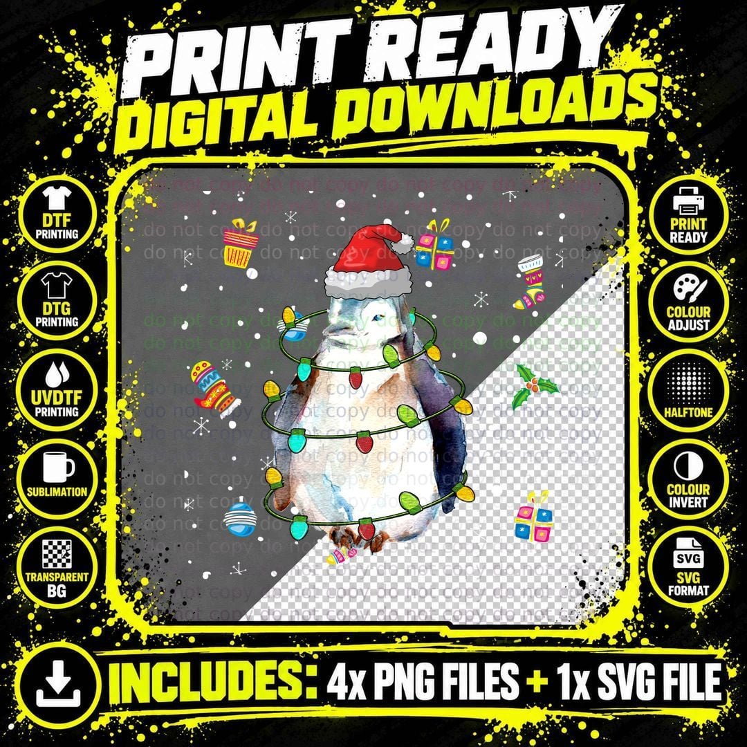 Christmas Penguin T-Shirt, Festive Holiday Design Png SVG Digital Bundle