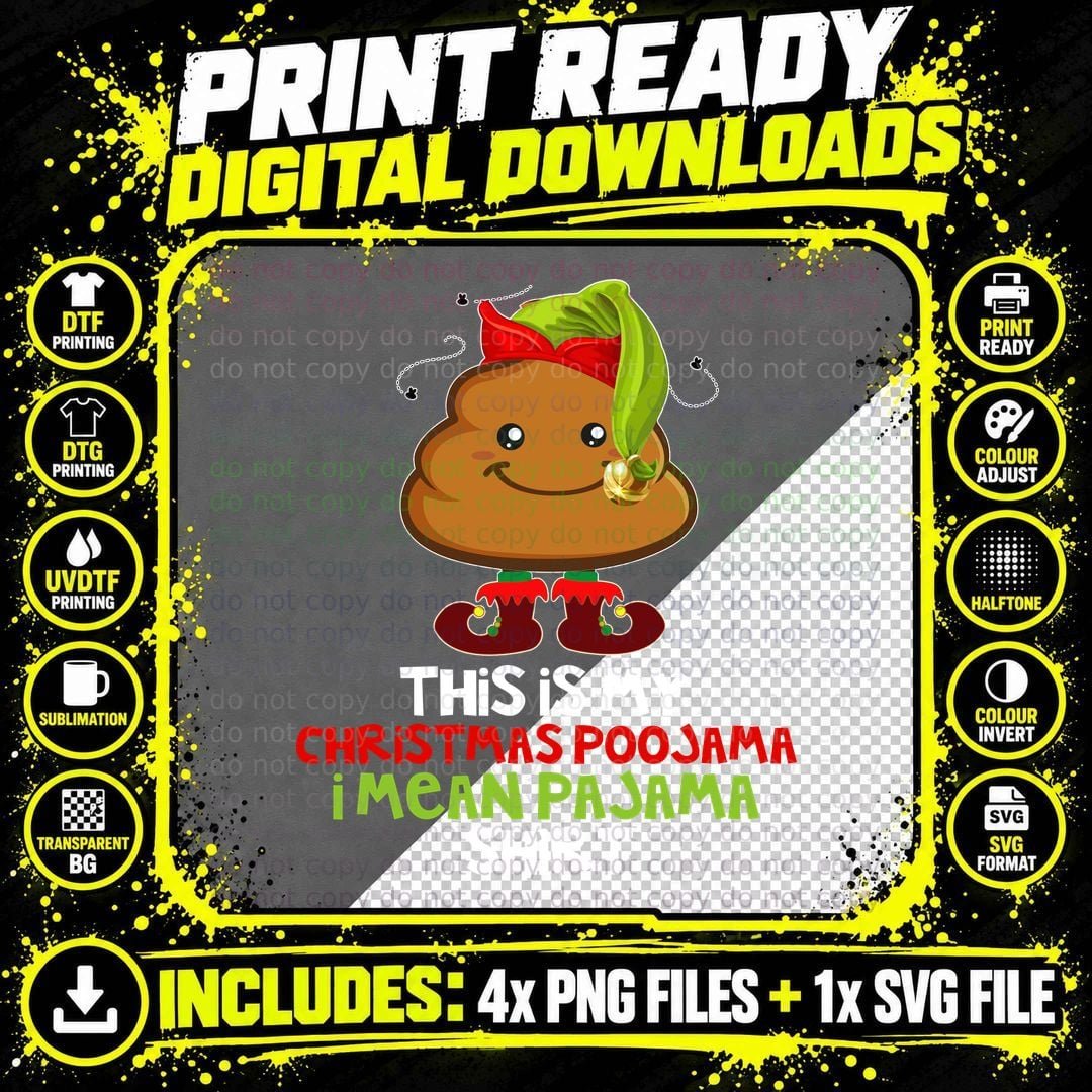 Christmas Poojama, I Mean Pajama, Holiday Fun Design Png SVG Digital Bundle