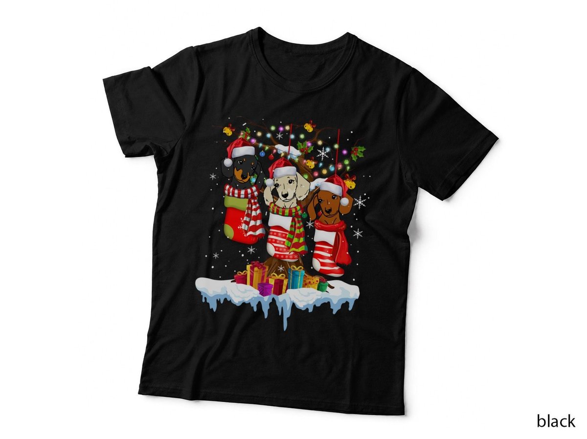 Christmas Puppy Socks T-Shirt, Festive Holiday Design, Pet Lover Apparel