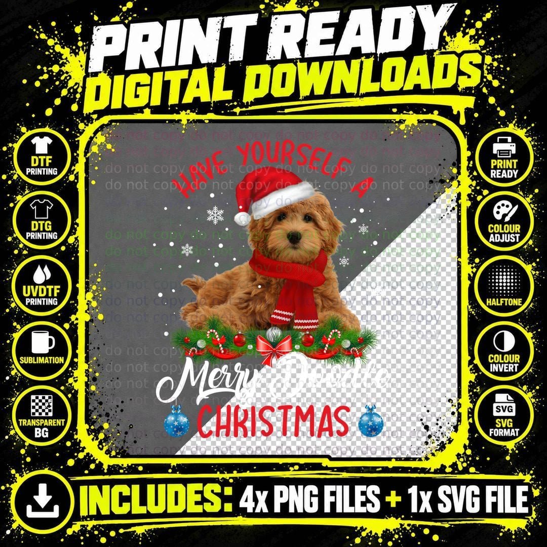 Christmas Puppy T-Shirt, Festive Pet Design Png SVG Digital Bundle