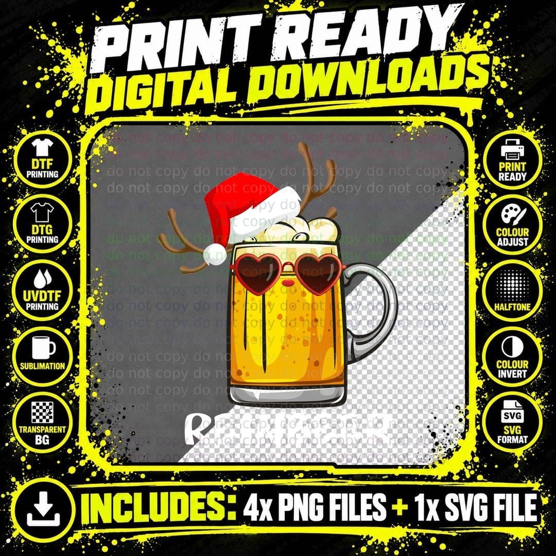 Christmas Reinbeer Beer Mug T-Shirt Png SVG Digital Bundle