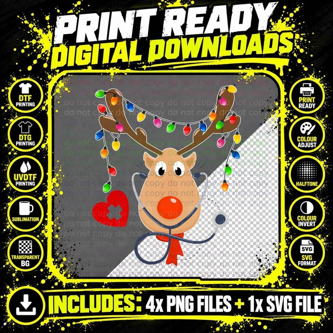 Christmas Reindeer Doctor T-Shirt, Festive Holiday Theme Png SVG Digital Bundle
