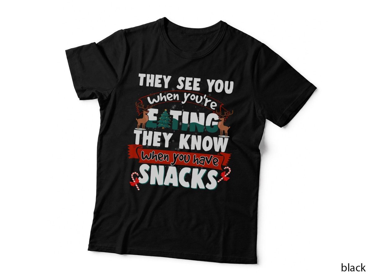 Christmas Reindeer Snacks T-Shirt, Holiday Festive Design, Xmas Party Wear