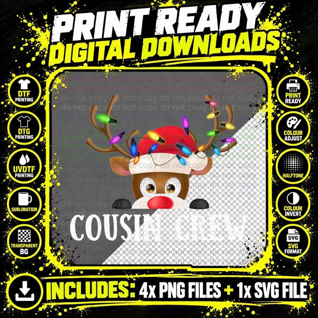 Christmas Reindeer T-Shirt, Festive Holiday Design Png SVG Digital Bundle