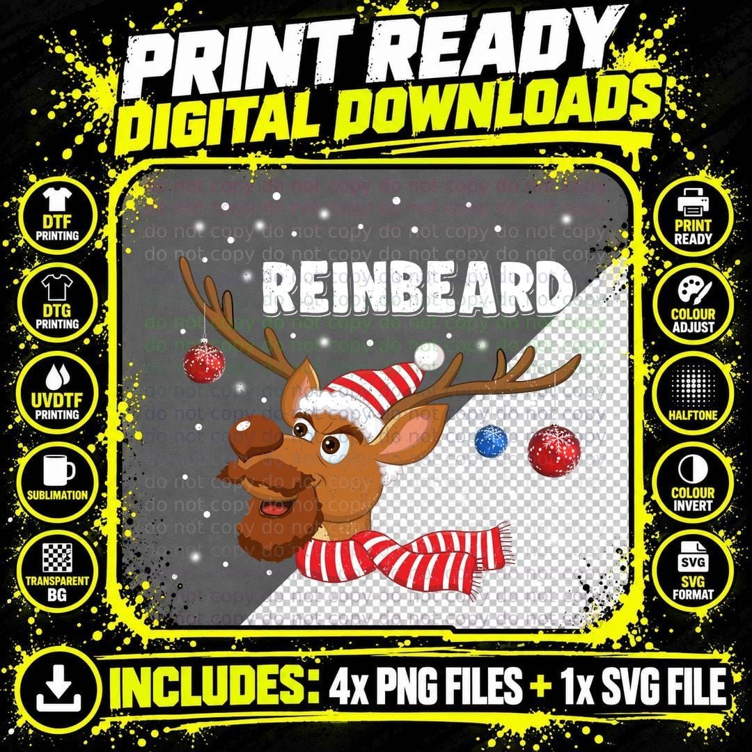 Christmas Reindeer T-Shirt, Festive Holiday Style Png SVG Digital Bundle