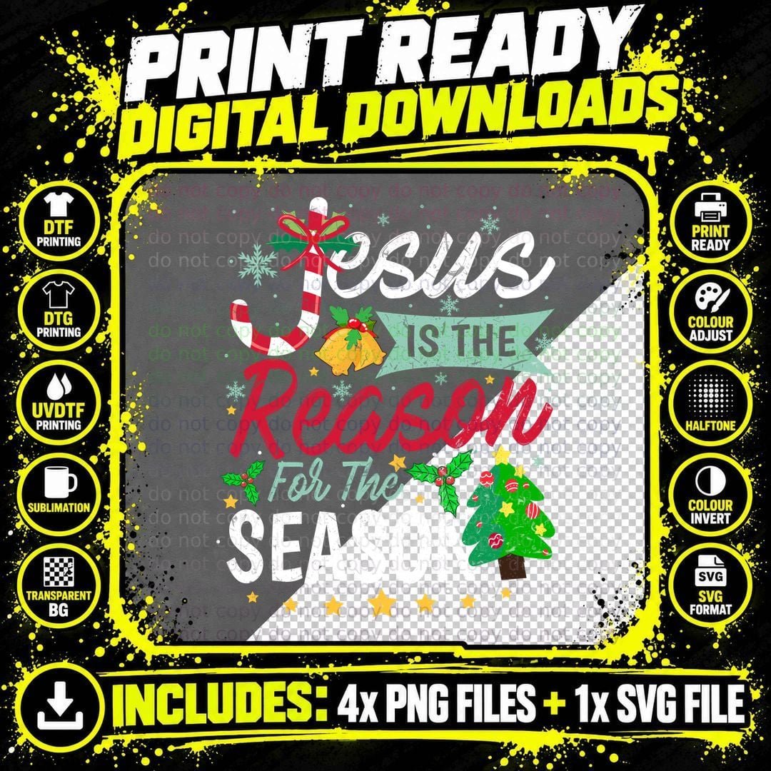 Christmas Religious Reason T-Shirt Png SVG Digital Bundle