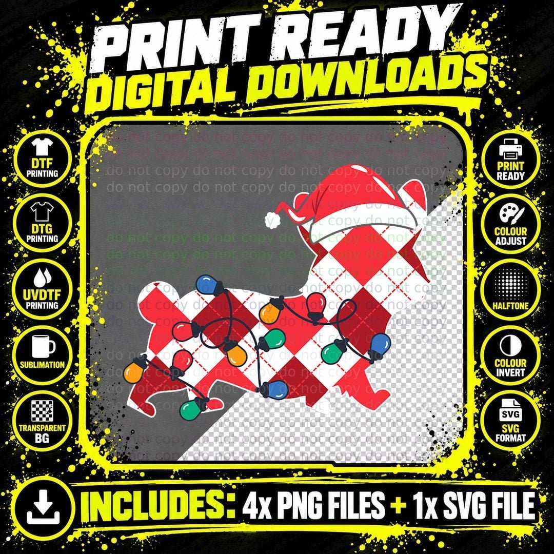 Christmas Santa Hat Buffalo Plaid T-Shirt Png SVG Digital Bundle