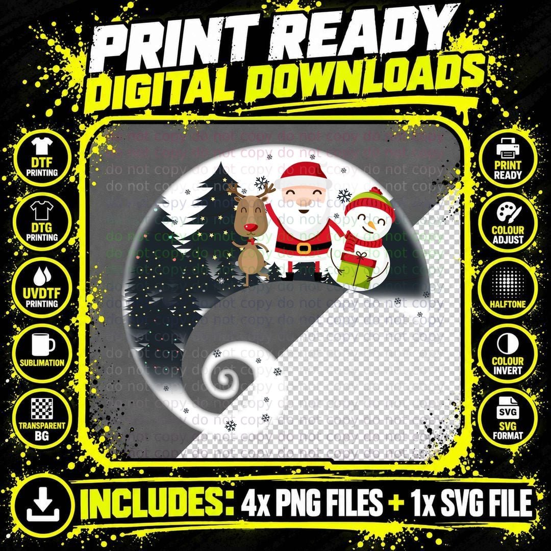 Christmas Santa Reindeer T-Shirt, Festive Holiday Style Png SVG Digital Bundle