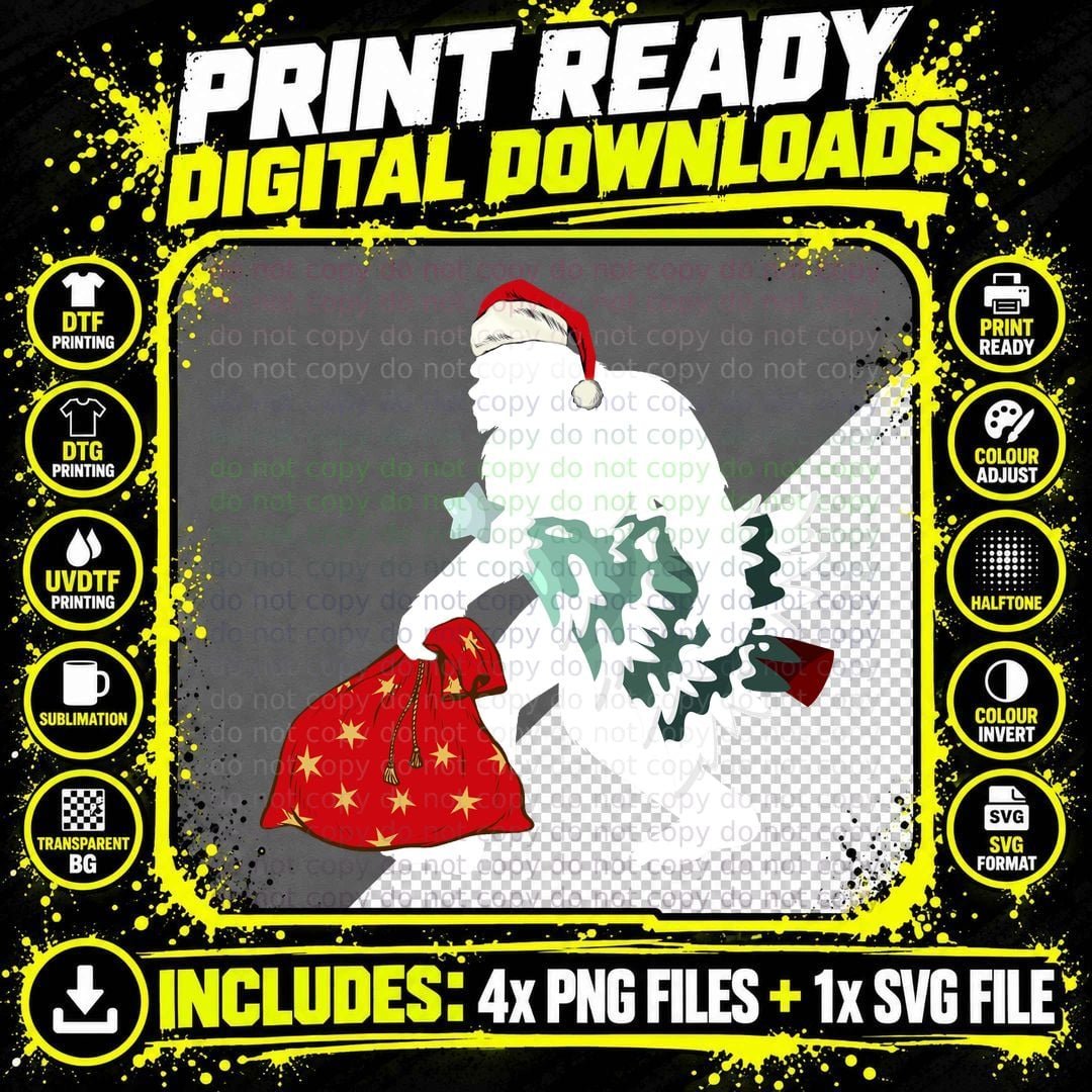 Christmas Santa Sack T-Shirt, Festive Holiday Theme Png SVG Digital Bundle