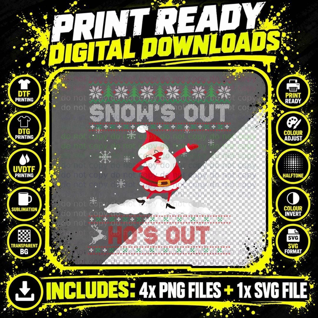 Christmas Santa Ugly Sweater Style T-Shirt, Ho Ho Hos Png SVG Digital Bundle