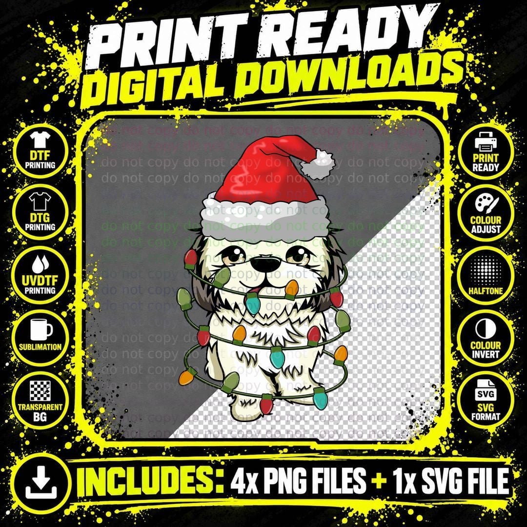 Christmas Shih Tzu T-Shirt, Festive Pet Design Png SVG Digital Bundle