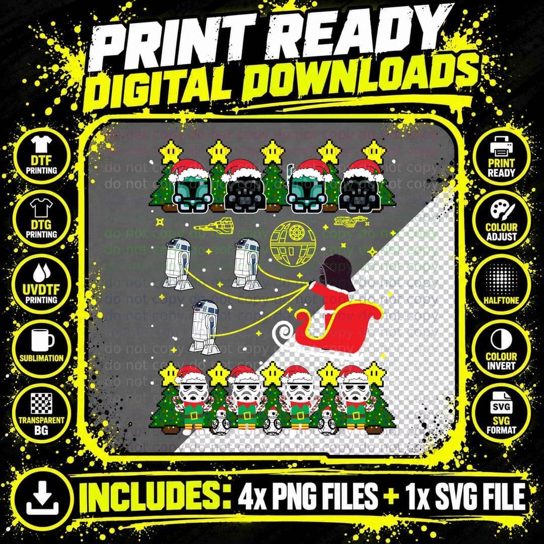 Christmas Sleigh Ride T-Shirt, Holiday Sci-Fi Png SVG Digital Bundle