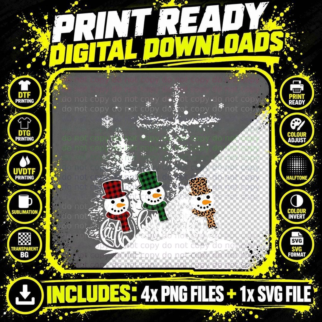Christmas Snowman T-Shirt, Festive Holiday Print Png SVG Digital Bundle