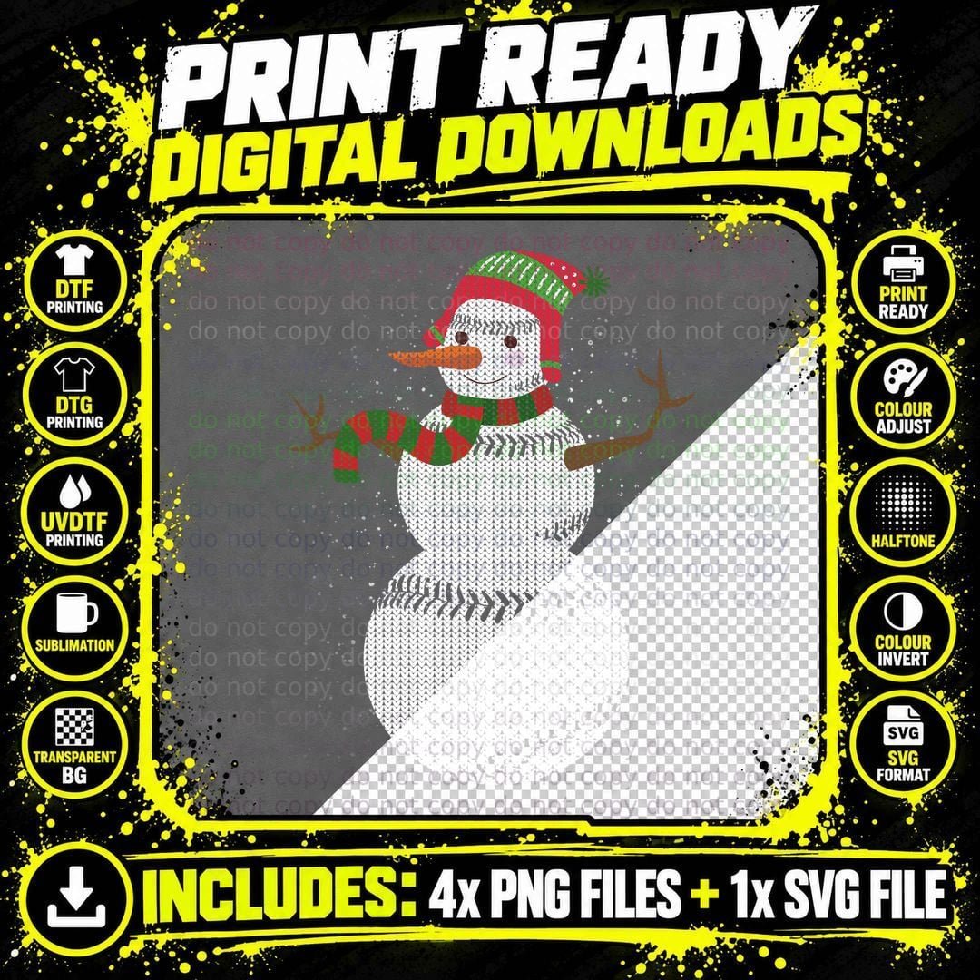 Christmas Snowman T-Shirt, Festive Holiday Print Png SVG Digital Bundle