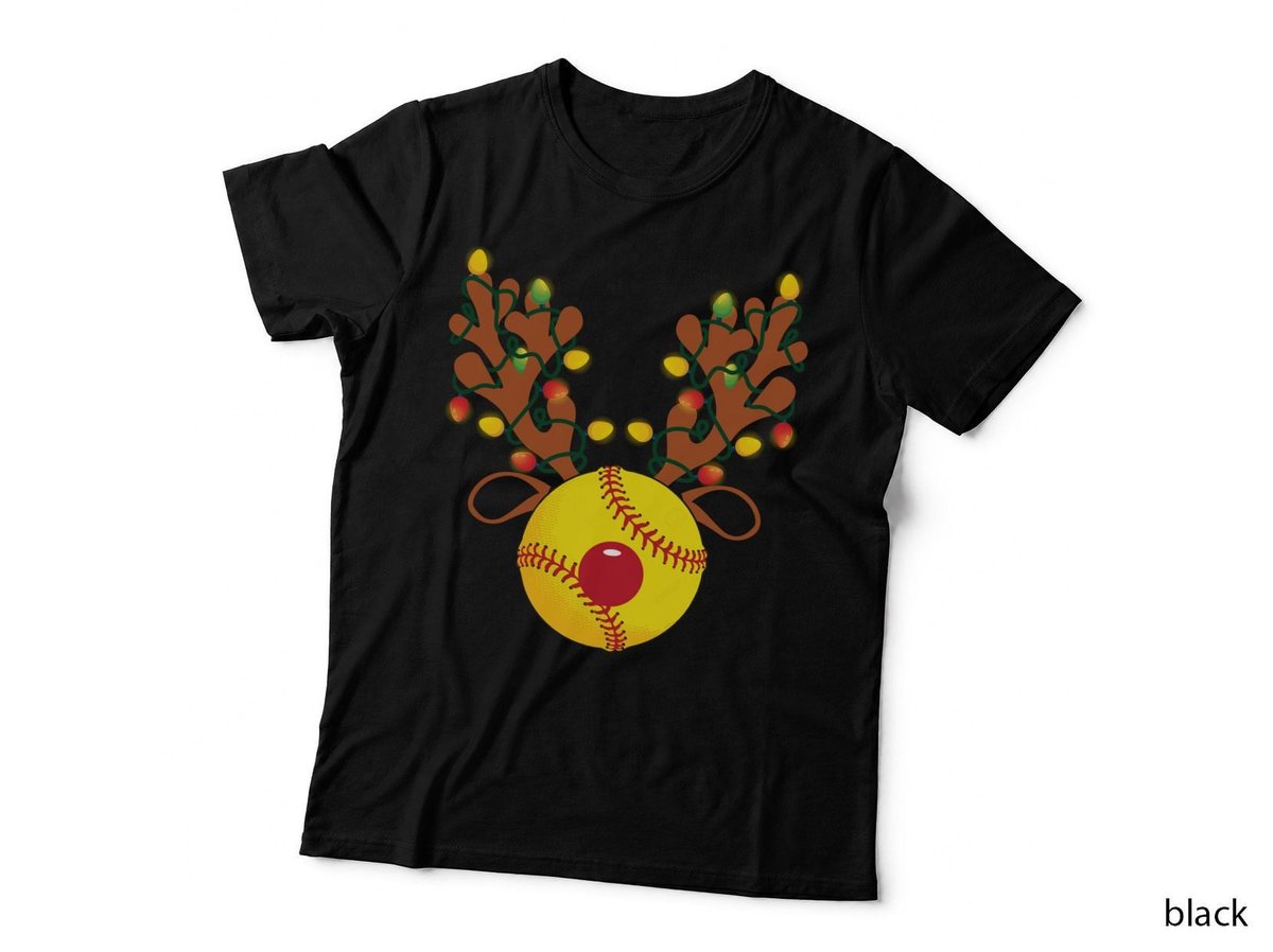 Christmas Softball Reindeer T-Shirt, Festive Sports Spirit, Holiday Cheer