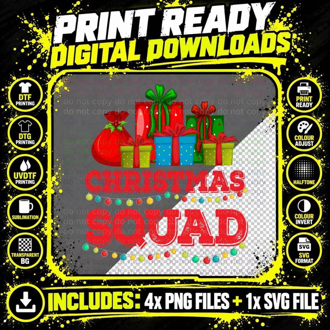 Christmas Squad T-Shirt, Festive Holiday Design Png SVG Digital Bundle