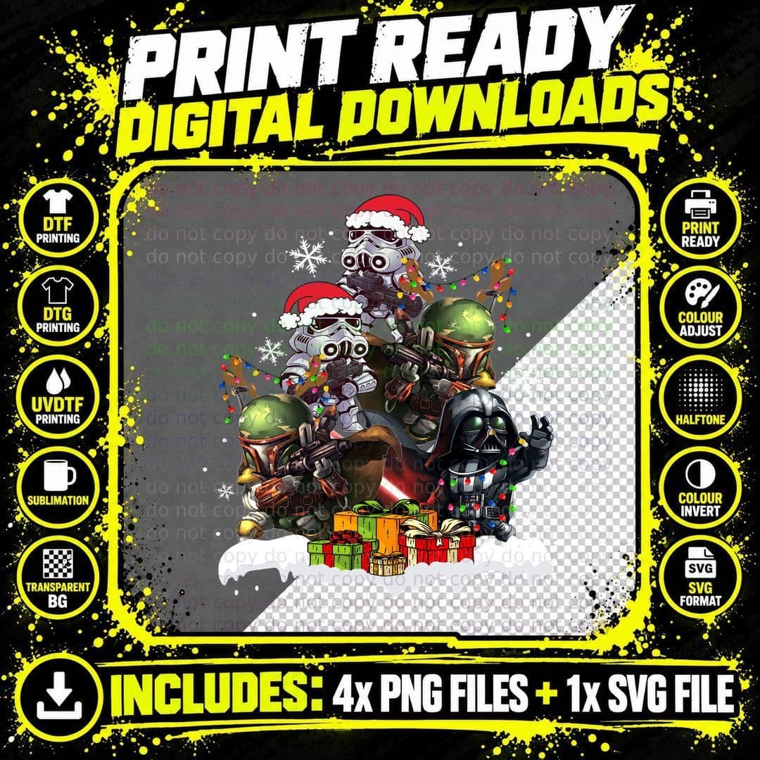 Christmas Stormtrooper T-Shirt, Holiday Festive Png SVG Digital Bundle